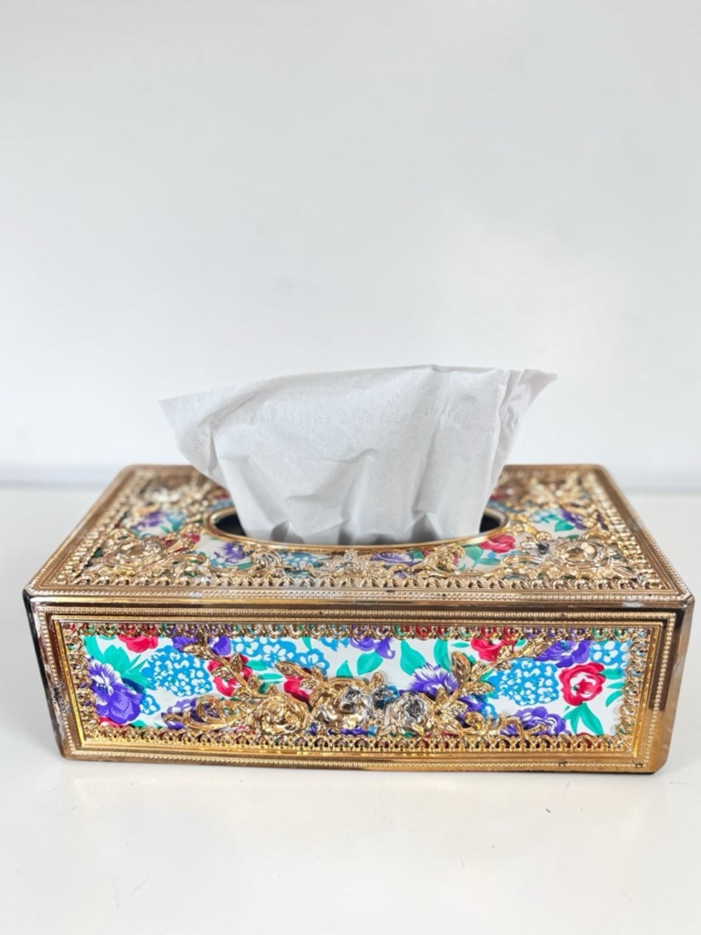 Vintage Floral Tissue Box Cover for Bathroom Vanity Decor Gift
